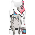 Party Pug Sublimation Tank Top T-Shirt For Men