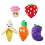 UEETEK 5pcs Squeaky Dog Toys for Small Dogs Fruits and Vegetables Plush Puppy Dog Toys